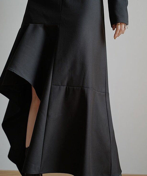 Asymmetric Flare Hem Skirt